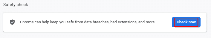 Safety check feature in Chrome