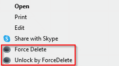 context menu with ForceDelete