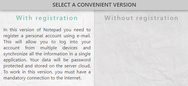 With registration version of Notepad-online