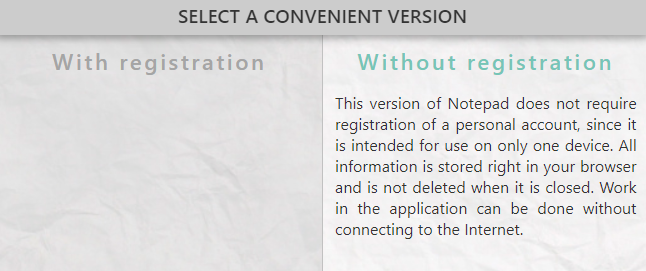 Without registration version of Notepad-online