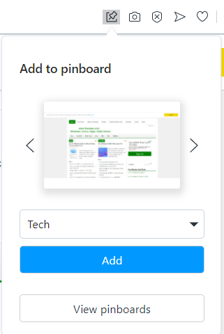 adding websites to opera pinboards