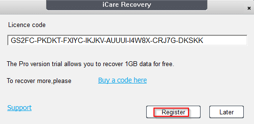 registering the giveaway version of iCare SD Memory Card Recovery