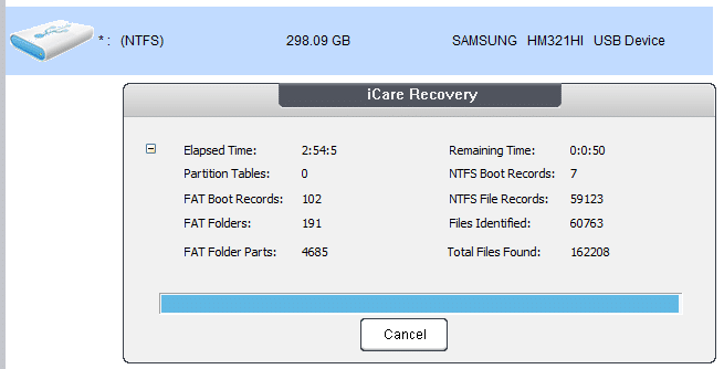 running deep scan recovery on removable device