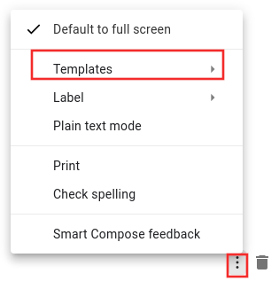 templates option in Gmail