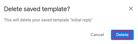 confirm deletion of template
