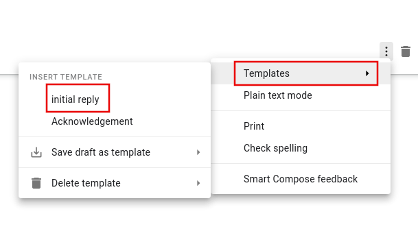 inserting a template in Gmail messages