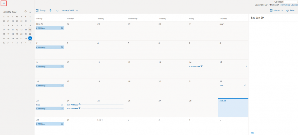 published calendar can be viewed in any browser