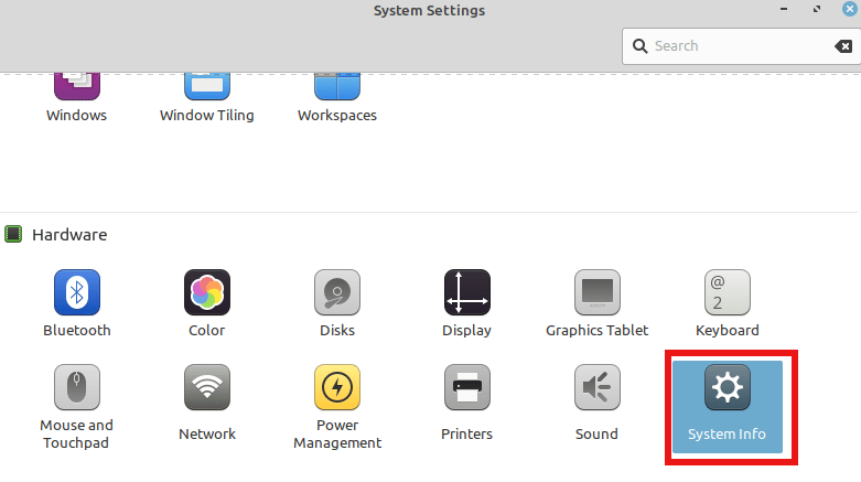 system info in linux mint