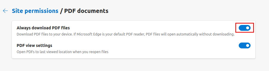 Edge autosave settings for PDF