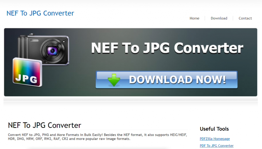 NEF To JPG Converter homepage