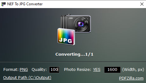 images being converted using NEF To JPG Converter