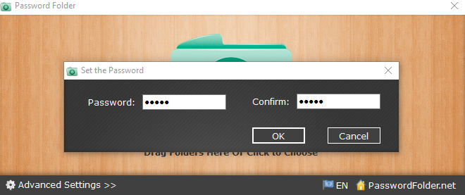 setting a password for folders