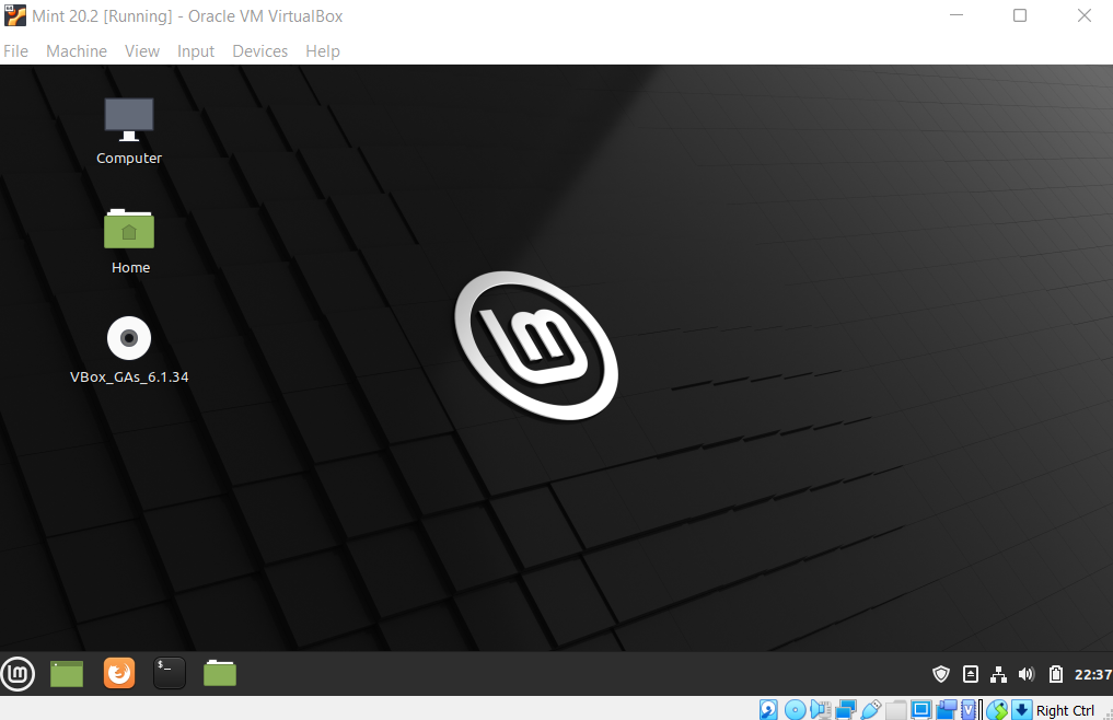 linux mint vm running in virtualbox