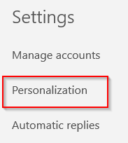 accessing Personalization settings