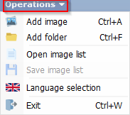 Operations drop-down menu