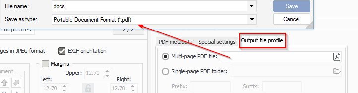 Creating an output PDF file  