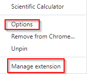 accessing options for Scientific Calculator 