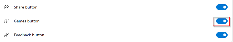 enable the Games button in Edge