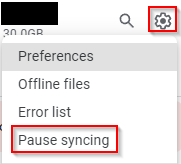 Pause syncing in Google Drive for desktop
