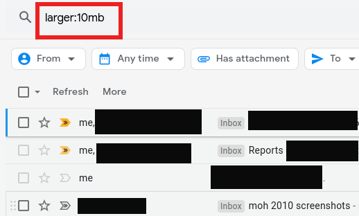 search Gmail for large attachments