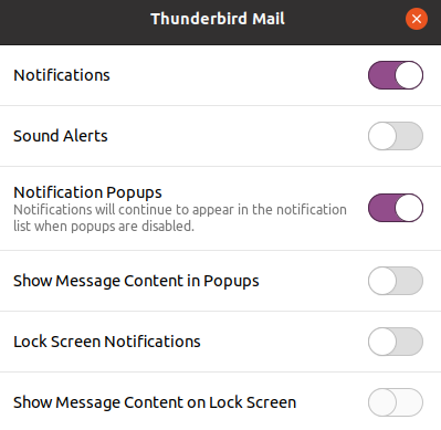 Notifications settings per app in Ubuntu
