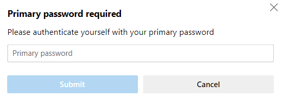 Primary password prompt before auto filling saved passwords