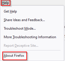 accessing Firefox updates page