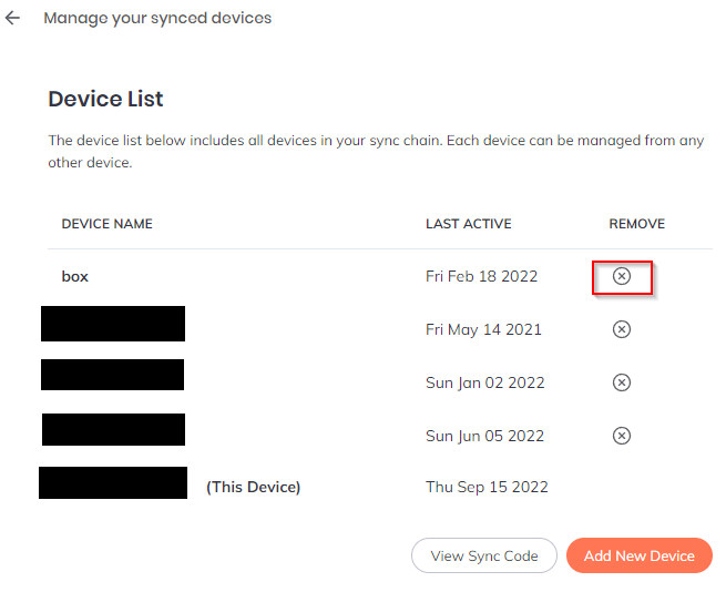 list of synced devices in Brave 
