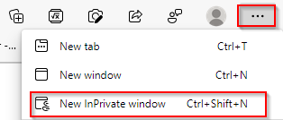 open a new private browsing window in Edge browser