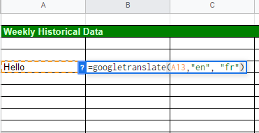 translating text from cells in Google Sheets