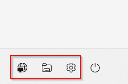 Folders appear next to the Power button in Windows 11