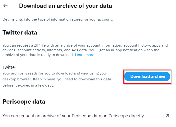 Twitter data archive available