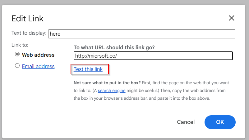 Adding a link to messages in Gmail