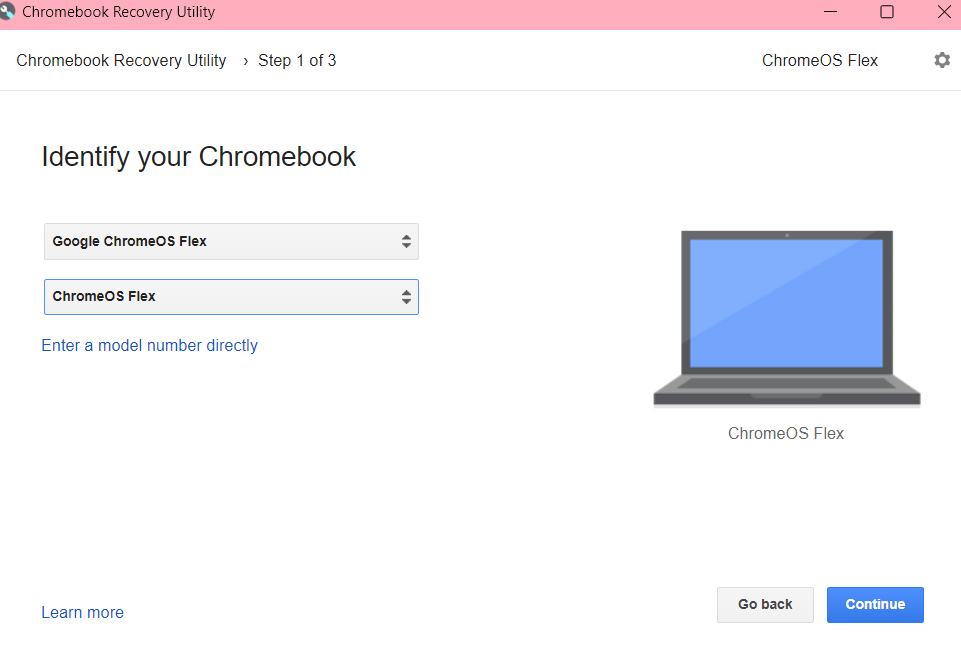 Choosing device type for ChromeOS Flex installation