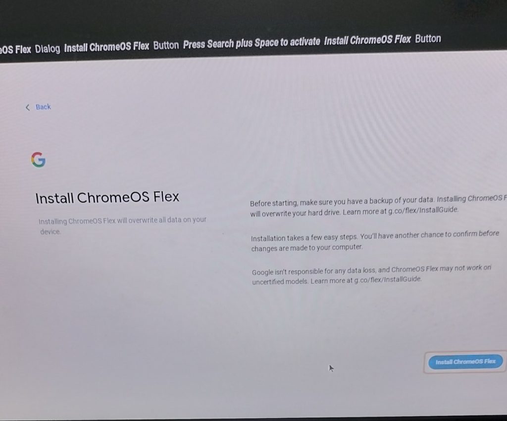 ChromeOS Flex  installation