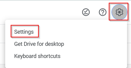 accessing Google Drive settings