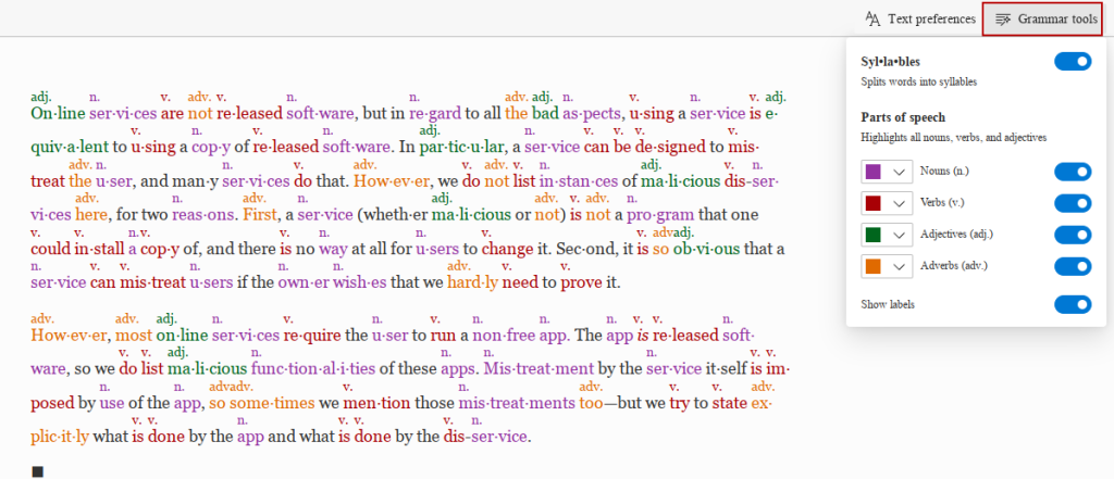 Grammar tools