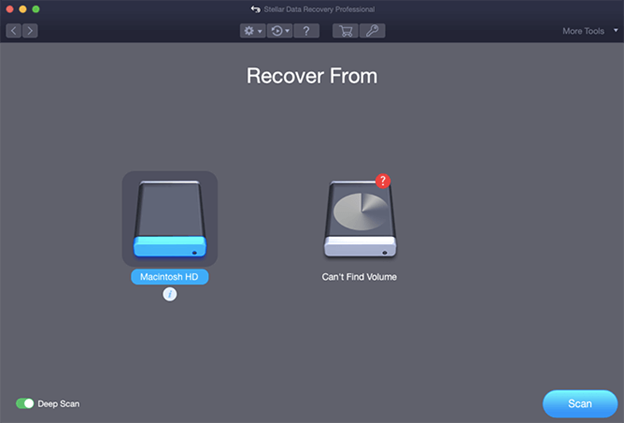 choose recovery device in Stellar Data Recovery Professional for Mac