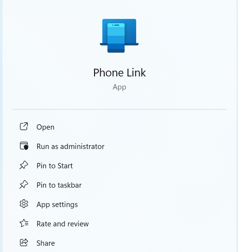 Open Phone Link app on PC