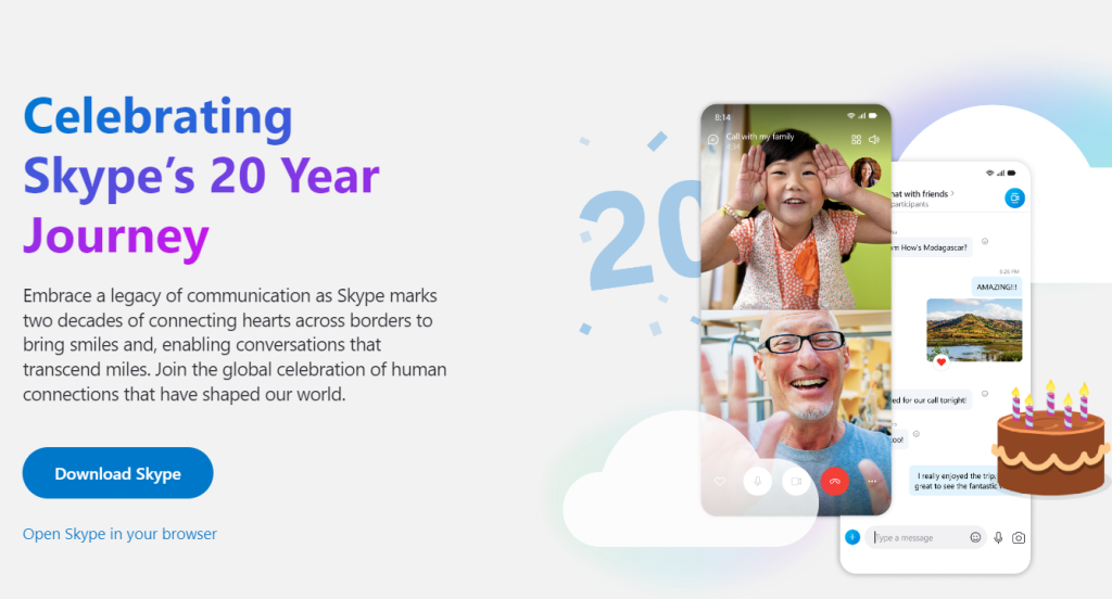 Skype homepage