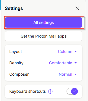 accessing proton mail settings