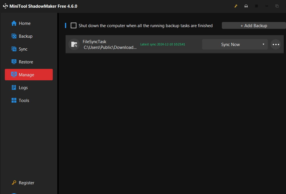 manage executed tasks