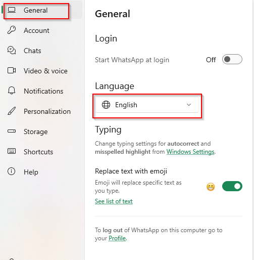 General settings