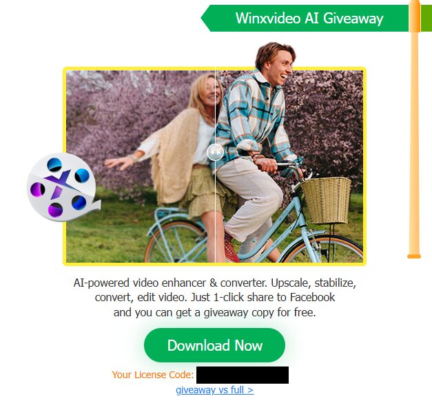 Winxvideo AI giveaway license code and download link