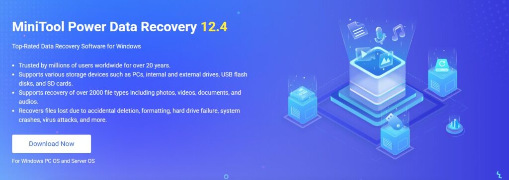 MiniTool Power Data Recovery 12.4 homepage