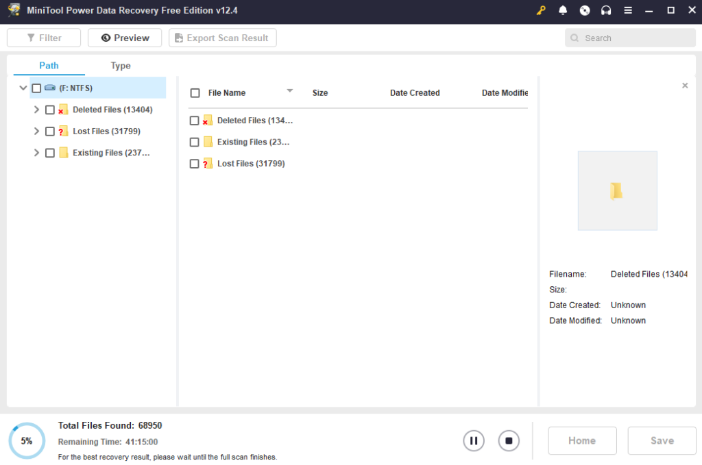 run the scan for deleted data