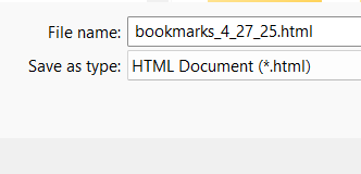 import and export bookmarks as HTML file