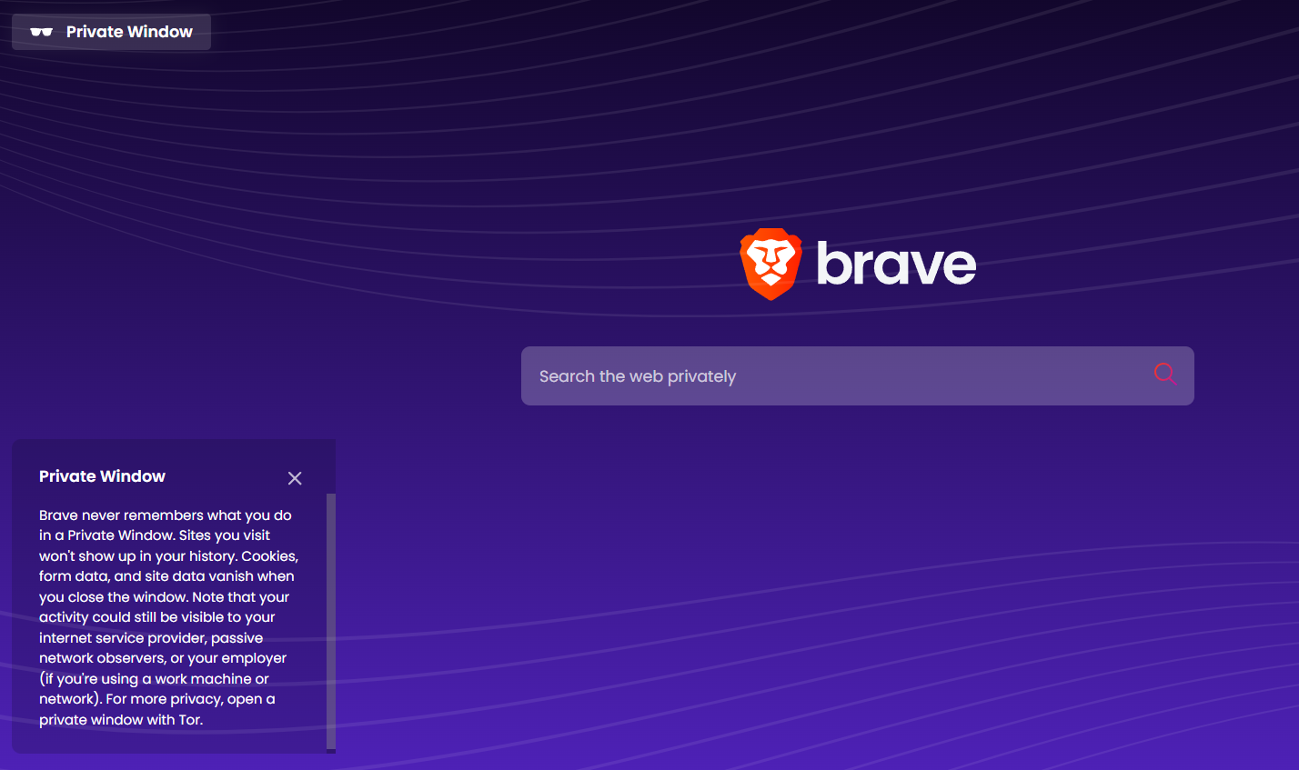 brave browser private window