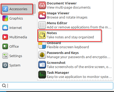 Notes is the default note-taking tool in Linux Mint