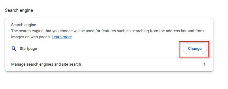 changing the default search engine